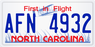 NC license plate AFN4932