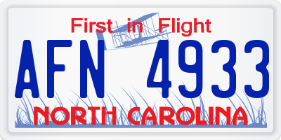 NC license plate AFN4933