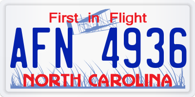 NC license plate AFN4936