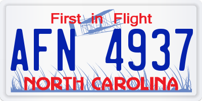 NC license plate AFN4937