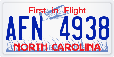 NC license plate AFN4938