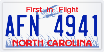 NC license plate AFN4941