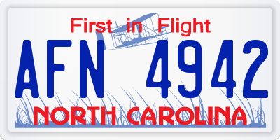 NC license plate AFN4942