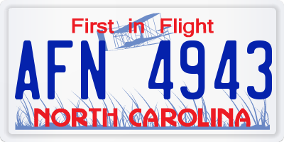 NC license plate AFN4943