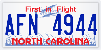 NC license plate AFN4944