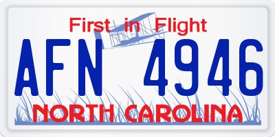 NC license plate AFN4946