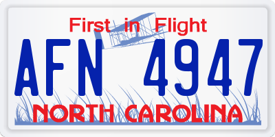 NC license plate AFN4947