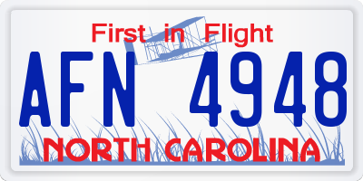 NC license plate AFN4948