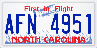 NC license plate AFN4951