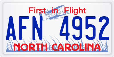 NC license plate AFN4952