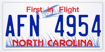 NC license plate AFN4954