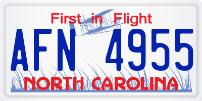 NC license plate AFN4955