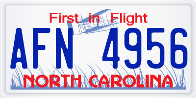 NC license plate AFN4956