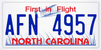 NC license plate AFN4957