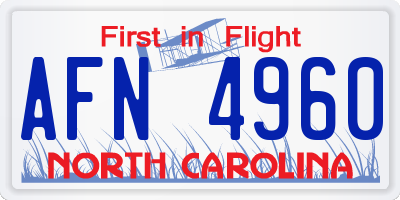 NC license plate AFN4960