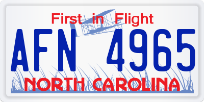 NC license plate AFN4965