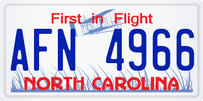 NC license plate AFN4966