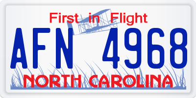 NC license plate AFN4968