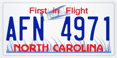 NC license plate AFN4971