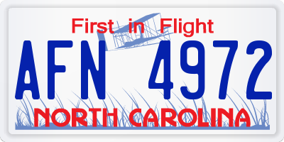 NC license plate AFN4972