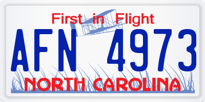 NC license plate AFN4973