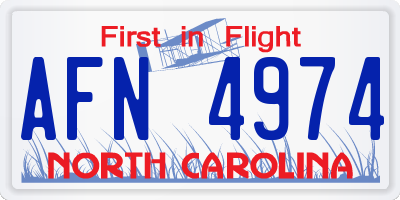 NC license plate AFN4974