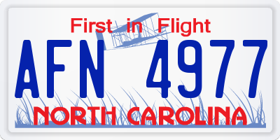 NC license plate AFN4977