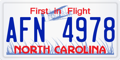 NC license plate AFN4978