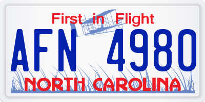 NC license plate AFN4980