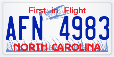 NC license plate AFN4983
