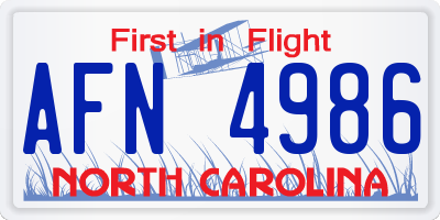 NC license plate AFN4986