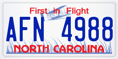 NC license plate AFN4988