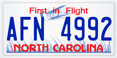 NC license plate AFN4992