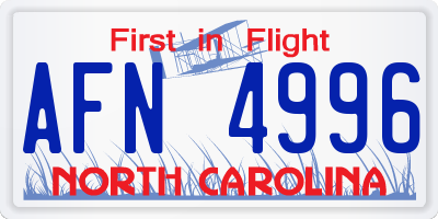 NC license plate AFN4996