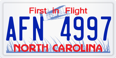 NC license plate AFN4997