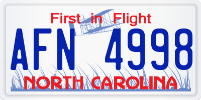 NC license plate AFN4998