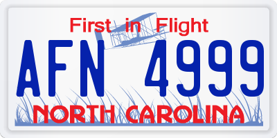 NC license plate AFN4999