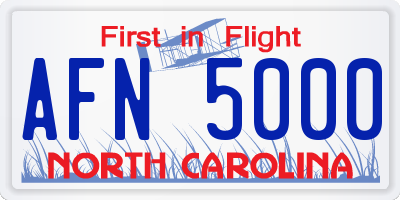 NC license plate AFN5000