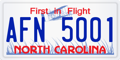 NC license plate AFN5001