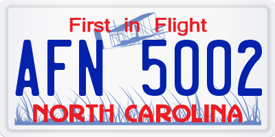 NC license plate AFN5002