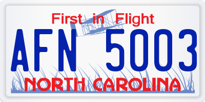 NC license plate AFN5003