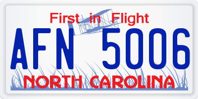 NC license plate AFN5006