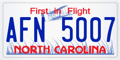 NC license plate AFN5007