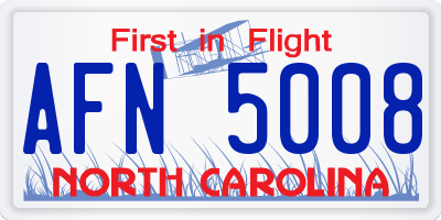 NC license plate AFN5008