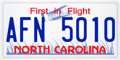NC license plate AFN5010