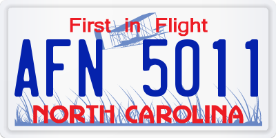 NC license plate AFN5011