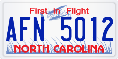 NC license plate AFN5012
