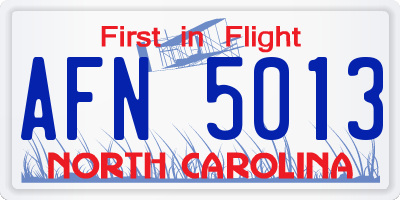 NC license plate AFN5013