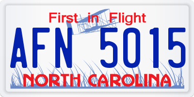 NC license plate AFN5015