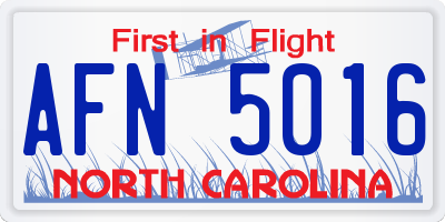 NC license plate AFN5016
